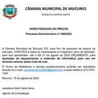 AVISO PESQUISA DE PREÇOS - Processo Administrativo nº 298/2023