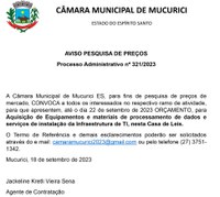 AVISO PESQUISA DE PREÇOS - Processo Administrativo nº 321/2023