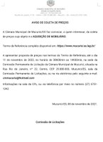 AVISO DE COLETA DE ORÇAMENTO- MOBILIÁRIO.