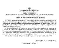 AVISO DE DISPENSA DE LICITAÇÃO Nº 10/2021