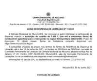 AVISO DE DISPENSA DE LICITAÇÃO Nº 11/2021