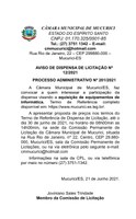 Aviso de dispensa de licitação nº 12-2021