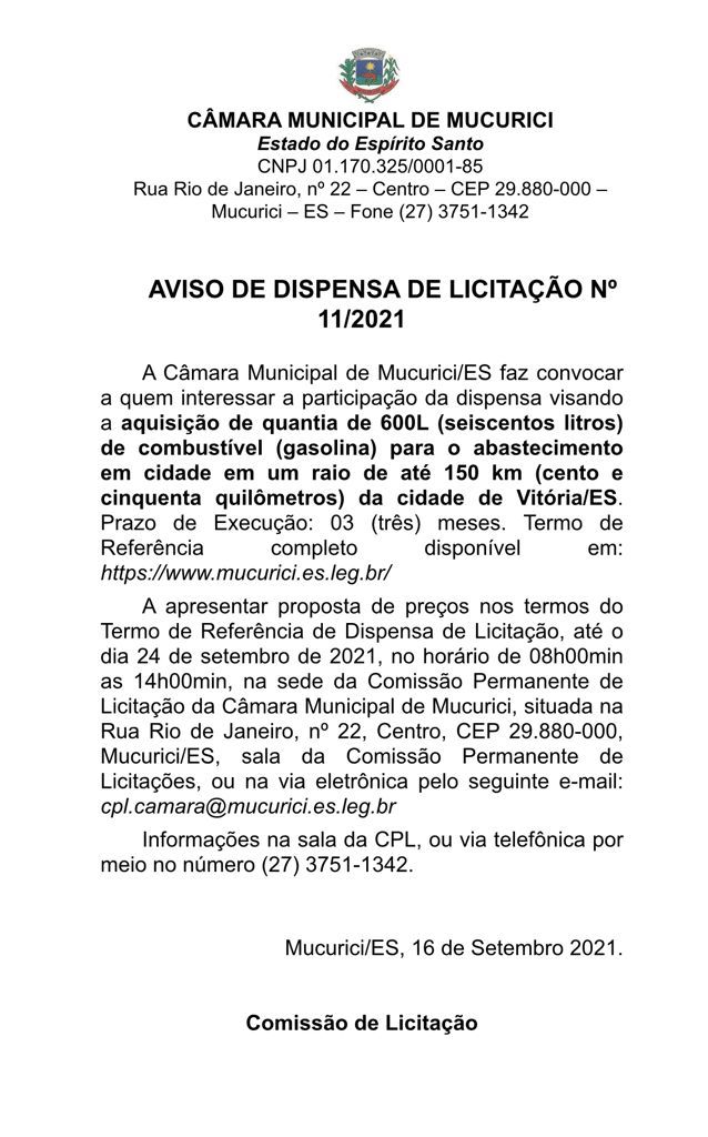 AVISO DE PUBLICAÇÃO DE COLETA DE PREÇOS PARA COMBUSTIVEL 