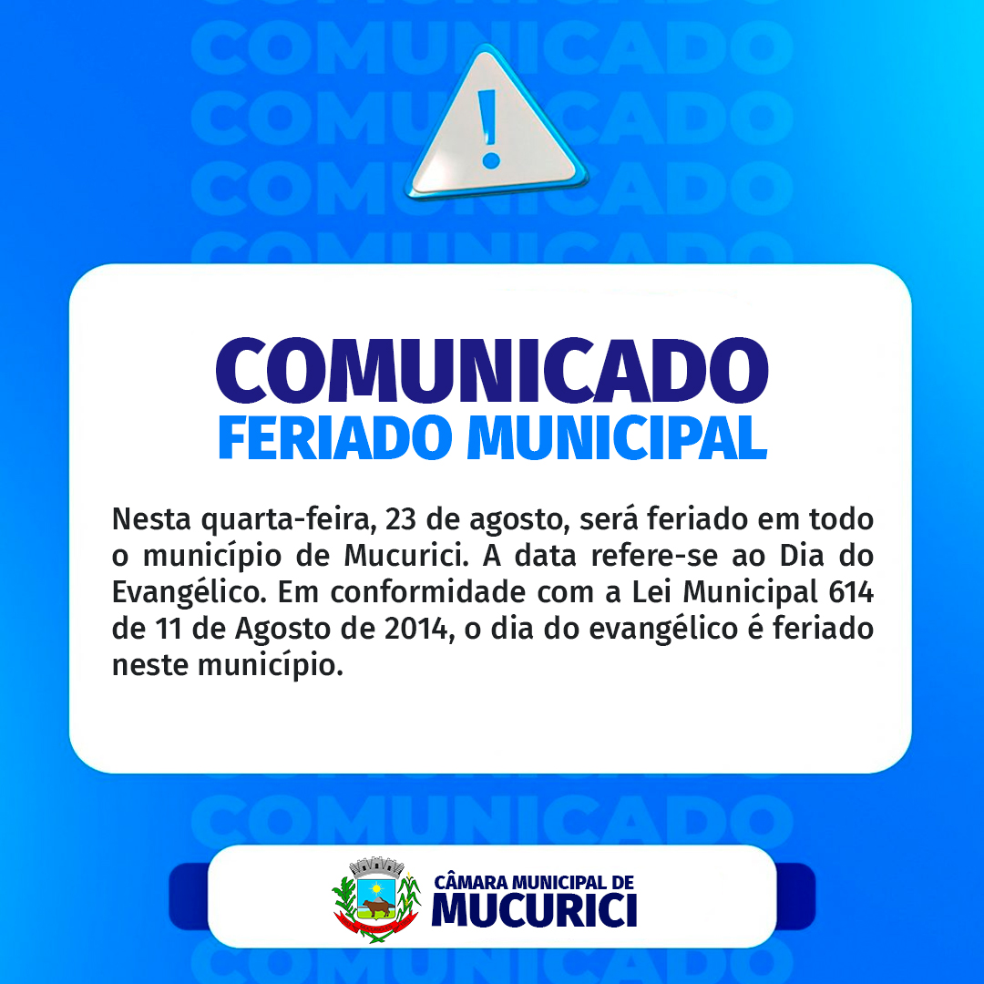 COMUNICADO: FERIADO MUNICIPAL 