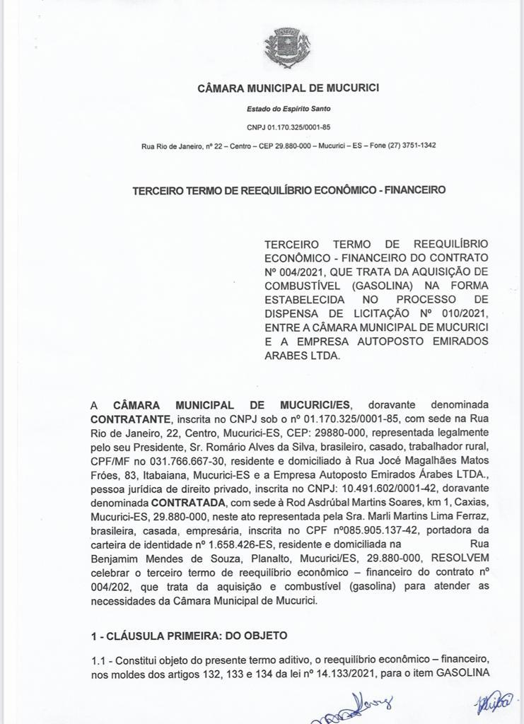 TERCEIRO TERMO DE REEQUILÍBRIO ECONÔMICO-FINANCEIRO.